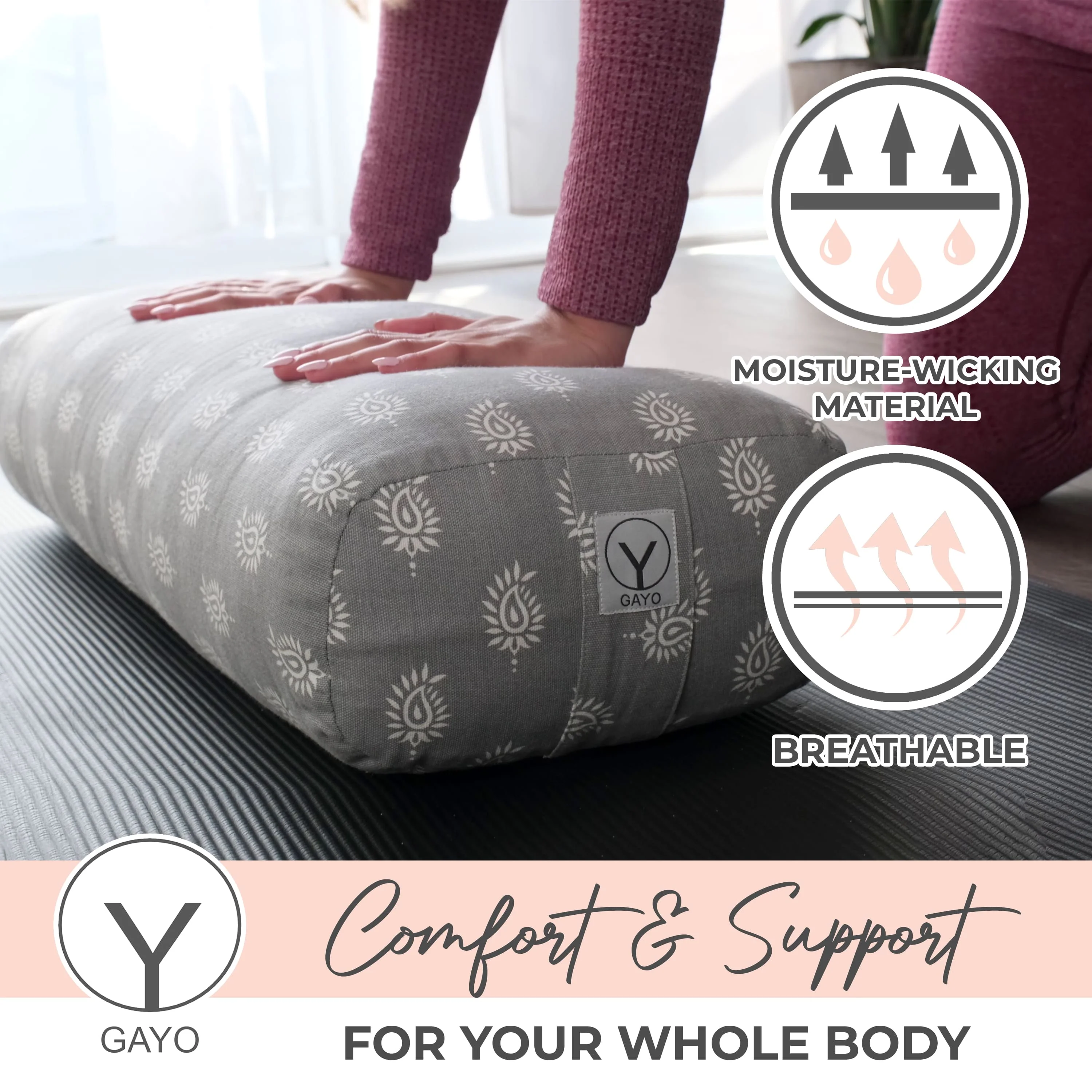 Organic Cotton Yoga Bolster Set with Carry Bag - Image 4