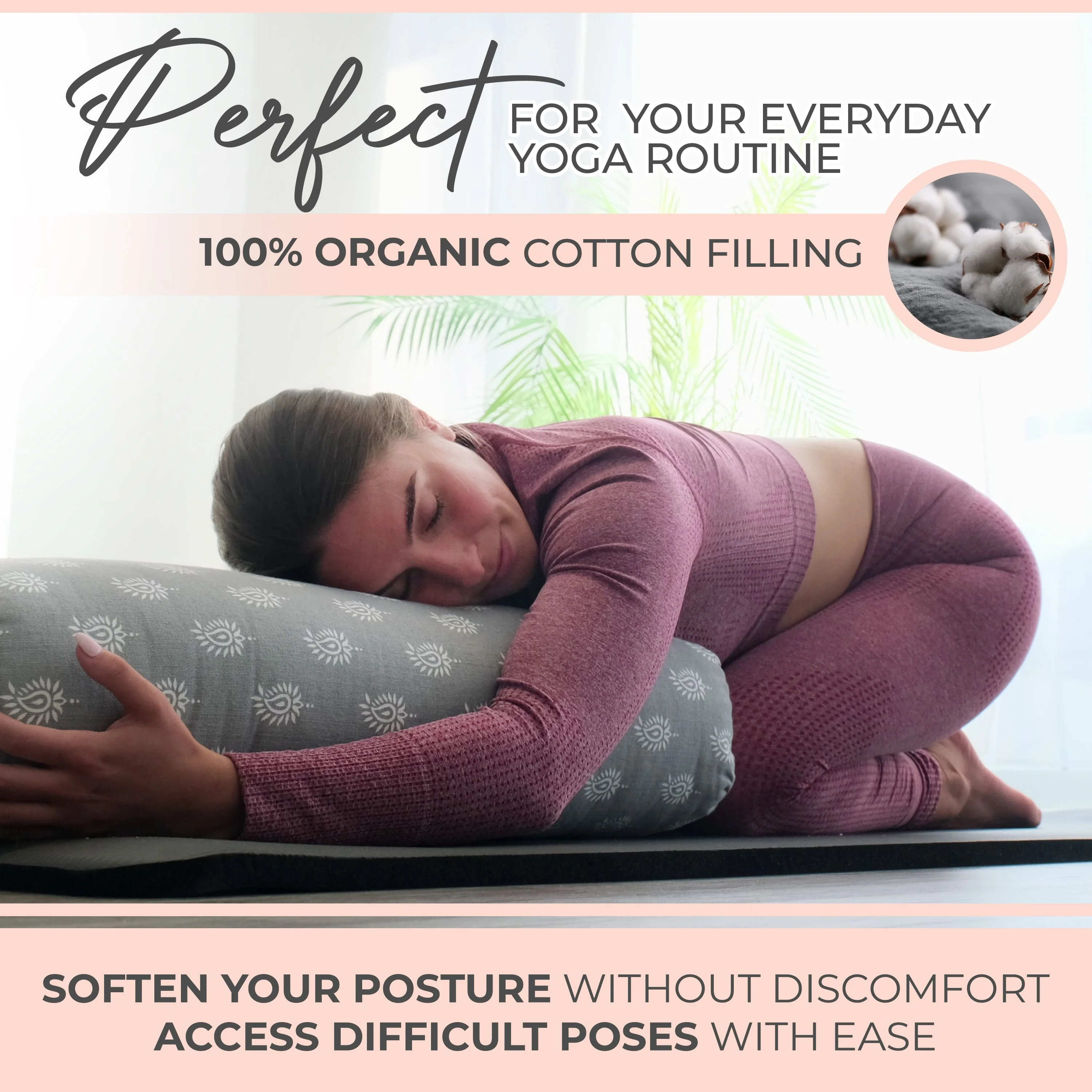 Organic Cotton Yoga Bolster Set with Carry Bag - Image 5