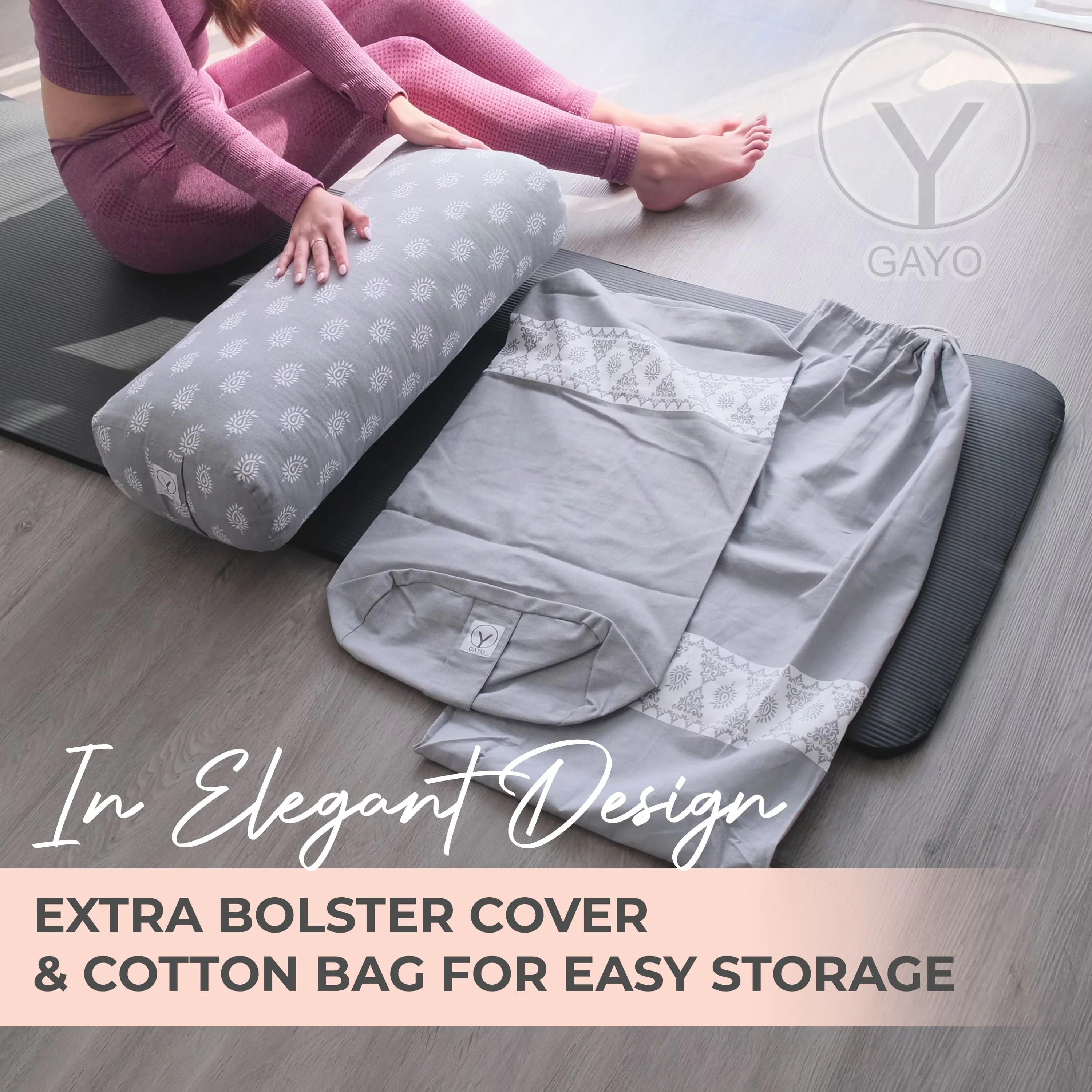 Organic Cotton Yoga Bolster Set with Carry Bag - Image 7