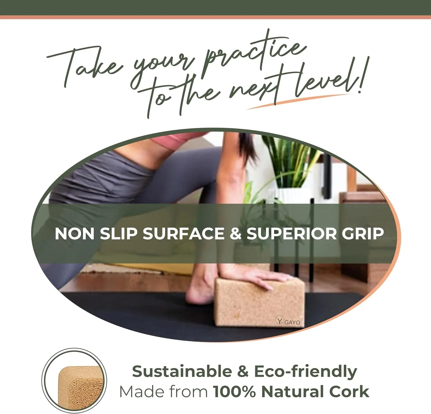 Sustainable Large Cork Yoga Blocks & Strap Set - Image 4